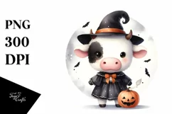 Cute Baby Cow Halloween PNG Product Image 1