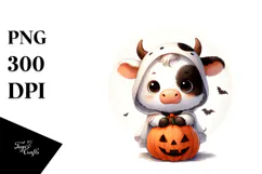 Cute Baby Cow Halloween PNG Product Image 1
