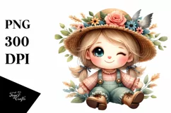 Cute Baby Scarecrow Watercolor Product Image 1