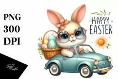 Easter Bunny Driving Flower, Clipart |T-shirt, Mug PNG Product Image 8