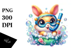 Crazy-Eyed Baby Rabbit with Snorkel, Transparent PNG Product Image 1