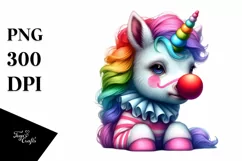 Baby Unicorn Wearing Clown Nose PNG Product Image 3