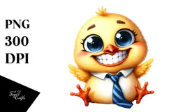 Watercolor Funny Chick Sitting Tie Clipart Product Image 1