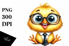 Watercolor Chick Tie with Big Eyes | Caricature-Like Clipart Product Image 3