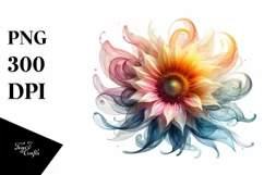 Abstract Vibrant Sunflower, White Background PNG Product Image 1