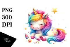 Colorful Baby Unicorn | Sublimation | Clipart Product Image 1