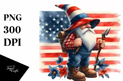 Washed Watercolor Patriotic Farmer Gnome | Sublimation Product Image 3