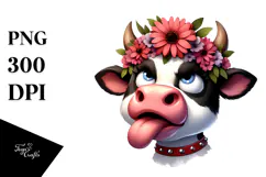Cartoony Cow Flower Crown PNG Product Image 1
