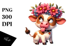 Cartoony Cow Flower Crown PNG Product Image 1