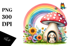 Colorful Mushroom Dog House | Watercolor Illustration Product Image 1