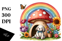 Colorful Mushroom Dog House | Watercolor Illustration Product Image 1