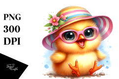 Watercolor Baby Chick Portrait Beachwear | Watercolor Product Image 1