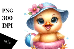 Excited Baby Chick Watercolor Clipart Product Image 1
