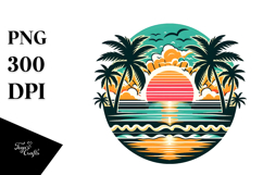 Retro Tropical Beach Sunset, 20 oz Tumbler Product Image 1