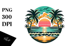 Retro Tropical Beach Sunset, 20 oz Tumbler Product Image 1