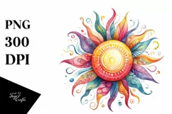 Watercolor Vibrant Sun | Sublimation | Clipart Product Image 1