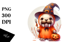 Cute Baby Walrus Halloween PNG Product Image 1