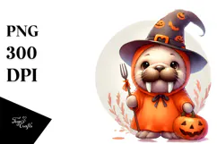 Cute Baby Walrus Halloween PNG Product Image 1