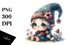 Watercolor Baby Gnome PNG Product Image 1