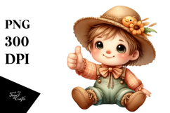 Cute Watercolor Baby Scarecrow Thumbs Up | Clipart Product Image 1