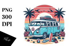 Vintage Beach Van with Clipart Design PNG Product Image 1