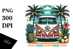 Retro Tropical Beach Van PNG Product Image 1