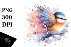 Bird Splash Flower Painting, PNG Product Image 1