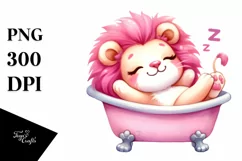 Pink-ish Baby Lion Sleeping in Bathtub Product Image 3