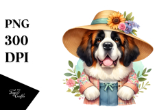 Happy Saint Bernard Floral Frame | Sublimation | Clipart Product Image 1