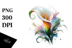 Calla Lily with Watercolor Splash PNG Product Image 1