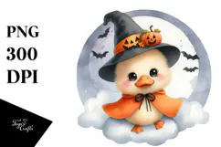 Cute Baby Duck Cloud Halloween PNG Product Image 1