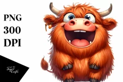 Funny Expressive Cow with Big Eyes PNG Product Image 3