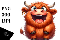 Funny Expressive Cow with Big Eyes PNG Product Image 1