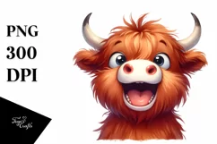 Funny Expressive Cow with Big Eyes PNG Product Image 1