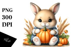 Funny Baby Bunny Pumpkin Clipart Product Image 1