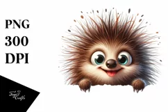 Funny Porcupine Peeking Over White Paper Product Image 3