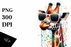 Colorful Giraffe with Sunglasses | Artistic Summer Sticker Product Image 3