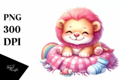 Vibrant Pink-ish Cute Lion Clipart Product Image 3