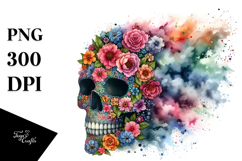 Colorful Skull Made of Flowers PNG Product Image 1