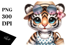 Baby Tiger in Beachwear, High-Details PNG Product Image 1