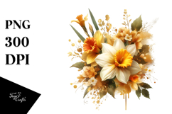 Watercolor Abstract Vibrant Bouquet with Gold Foil Product Image 1