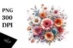 Colorful Watercolor Gerbera PNG Product Image 1