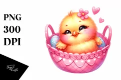 Pink-ish Baby Chicken Cuddling in Cradle Product Image 1