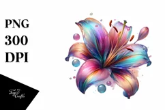 Detailed Vibrant Pastel Lily, White Background PNG Product Image 1