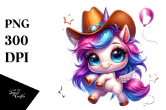 Crazy Unicorn with Party Hat PNG Product Image 1