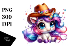Crazy Unicorn with Party Hat PNG Product Image 1