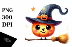 Cute Funny Broom Watercolor Clipart Product Image 3