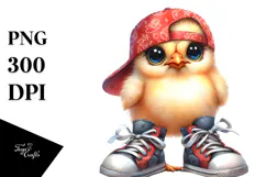 Expressive Watercolor Baby Chicken with Hat Bandana Product Image 1