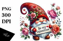 Detailed Valentines Gnome Be My Valentine PNG Product Image 1