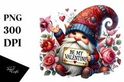 Detailed Valentines Gnome Be My Valentine PNG Product Image 1